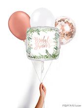 Square Rose Gold Confetti and Ivy Bridal Shower Mylar Balloon Multipack