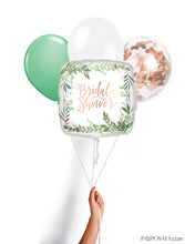 Square Rose Gold Confetti and Ivy Bridal Shower Mylar Balloon Multipack